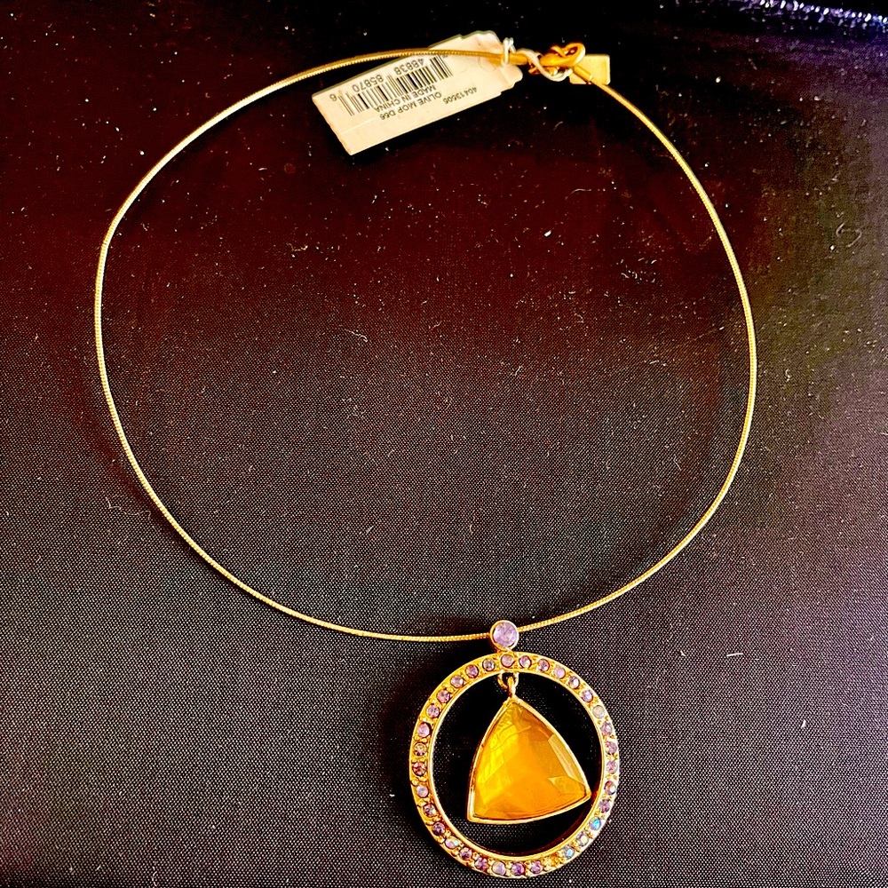 Vintage New Anne Klein Gold Necklace with Multiple Colored Stones. SALE